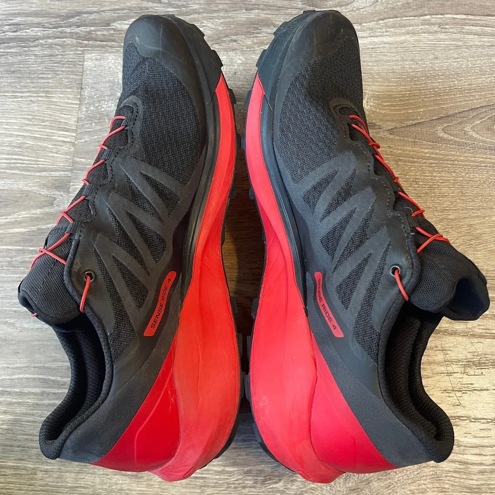 Salomon Sense Ride 4 Mens Trail Running Shoes Black Red 413781 Size 12